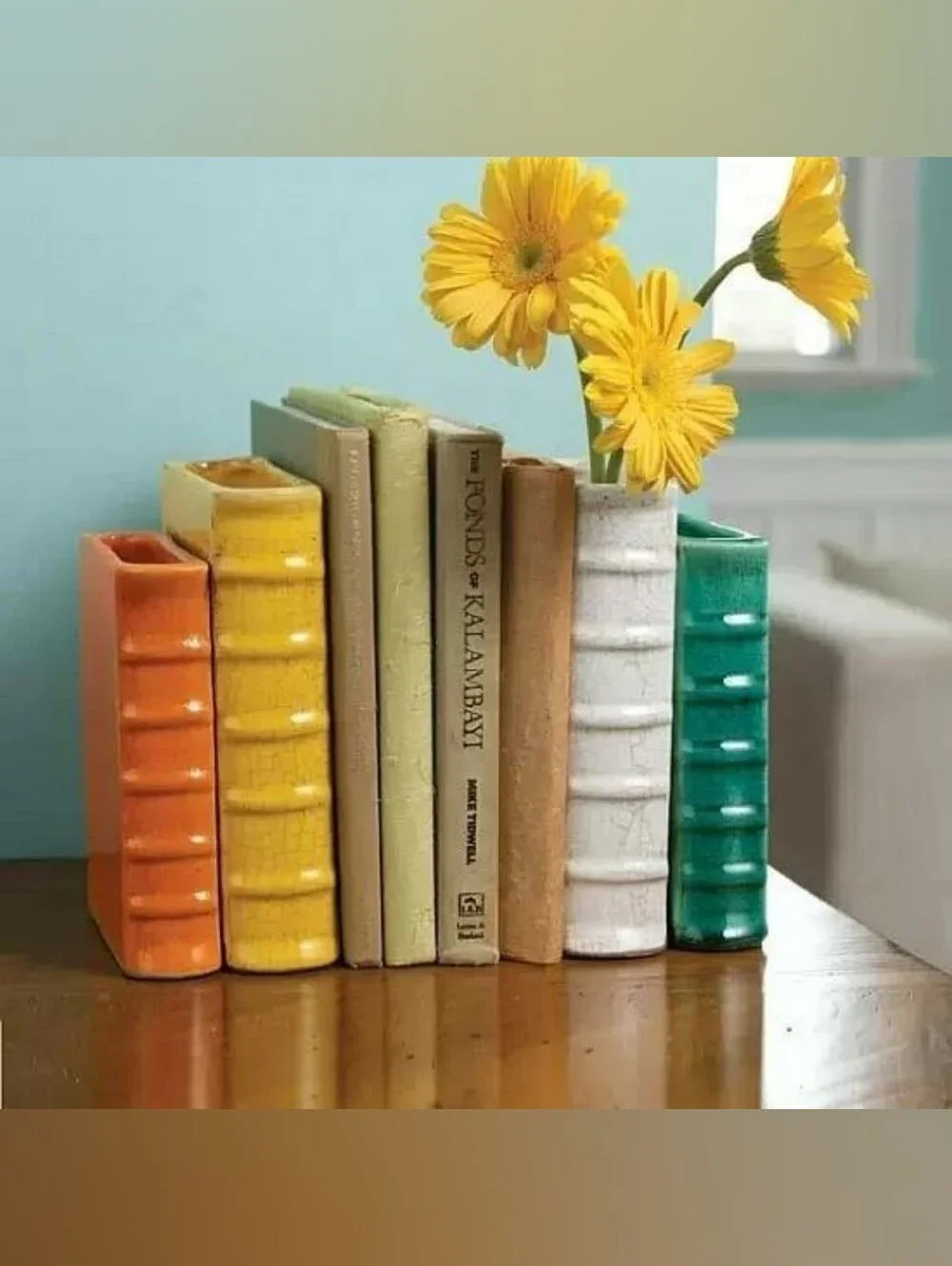 Ceramic Book-Shaped Vase Bookends Set